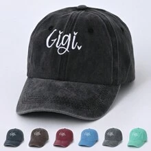 1 件哥德式 Gigi 刺繡水洗棒球帽,時尚復古遮陽帽,適合戶外活動 - 灰色 - 查看 2