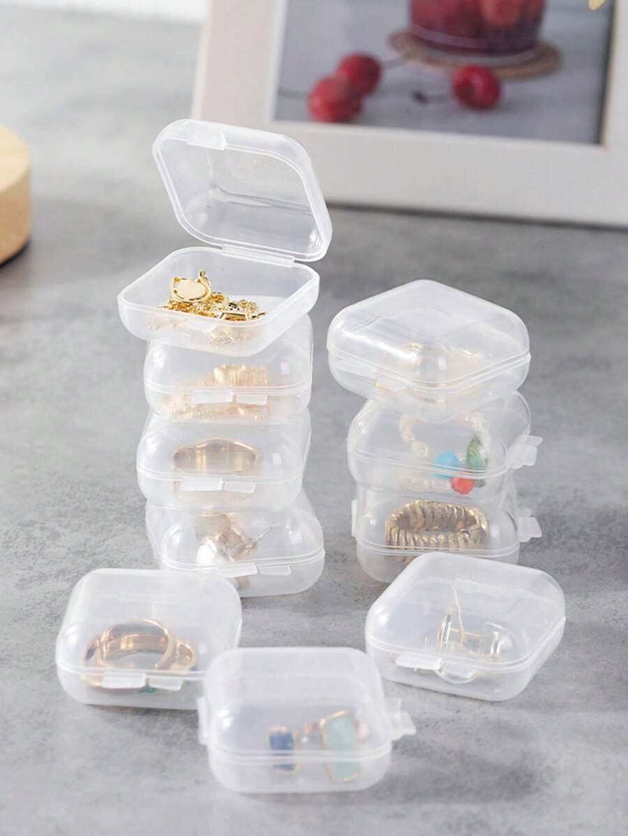 10 cái Chống oxy hóa Nhựa trong suốt Hộp trữ Với Dung lượng lớn Và Chống bụi Nắp Đối với Đồ trang sức , Dây chuyền , Hoa tai - Trong sáng - Xem 1