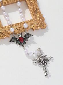 哥德式復古蝙蝠與項鍊,時尚吊墜項鍊