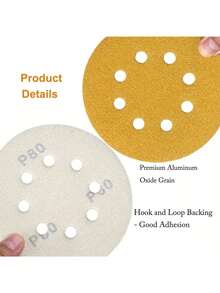 10/50cái 5 Inch 8-lỗ Vàng Chà nhám , Với Tự dính Đối với Chà nhám Và Đánh bóng , Lý tưởng Đối với - Màu vàng - Xem 6