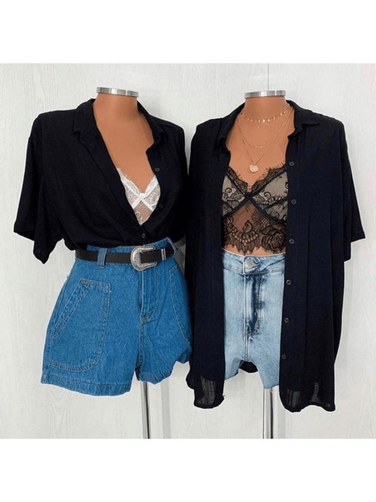 Women Blouses - 黑色 - 查看 1