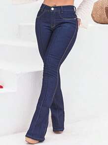 Women Jeans - 水鴨藍 - 查看 1