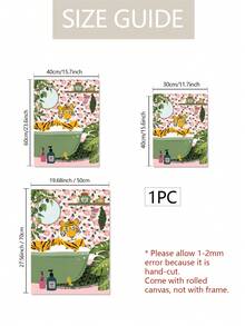 1pc Modern Cartoon Tiger In Bath Pattern Canvas Print Bathroom Wall Art Decor Without Frame - Multicolor - View 4