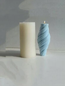 1入組螺旋柱香薰蠟燭矽膠模具,diy圓柱燭模,香薰裝飾矽膠模具 - 白色 - 查看 1