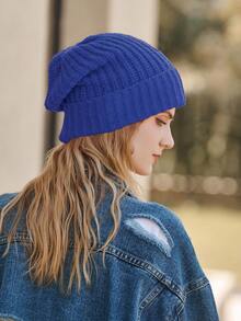 LEAJOURNO. 單一尺寸適用於男女 Universal 絨線毛線機蓋帽帶有厚實頭帶和毛球,冬季休閒風格 - 藍色 - 查看 7