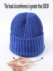 LEAJOURNO. 單一尺寸適用於男女 Universal 絨線毛線機蓋帽帶有厚實頭帶和毛球,冬季休閒風格 - 藍色 - 查看 4