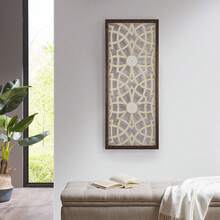 Damask Wood Panel Two-tone Geometric Wall Decor - Wood - View 7