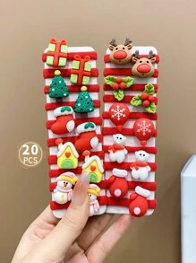 20入組兒童可愛卡通聖誕髮圈