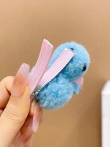 4入組可愛卡通毛絨兔子髮夾,適用於女孩