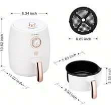 YONGSTYLE 2 Qt Air Fryer, Small Air Fryer For Convenience,  Design, Nonstick, Dishwasher-Safe Basket, White Air Fryer With Adjustable Temperature Control, 60 Minute Timer Mini Air Fryer, White. - 彩色 - 查看 6