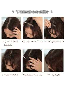 Fake  Air Bangs Hair Clip-In Extension Synthetic Fake Fringe Natural False hairpiece For Women Clip In Bangs - Brown - View 6