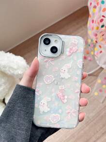 Cute Bunny Ballerina Shoe Phone Case With Seashell Texture - Silver - View 2