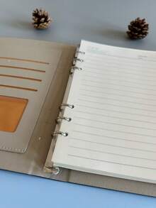 1pc A5 Loose-leaf Notebook With Magnetic Buckle Closure, Simple & Vintage Design, High-end Business Notebook In Navy Blue With Metallic Clasp - Navy Blue - View 5