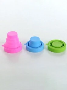 1pc Foldable & Retractable Silicone Portbale & Compressible Cup Outdoor Travel Rinse Cup Mini Water Bottle - Yellow - View 5