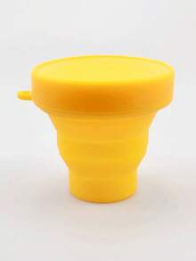 1pc Foldable & Retractable Silicone Portbale & Compressible Cup Outdoor Travel Rinse Cup Mini Water Bottle - Yellow - View 1