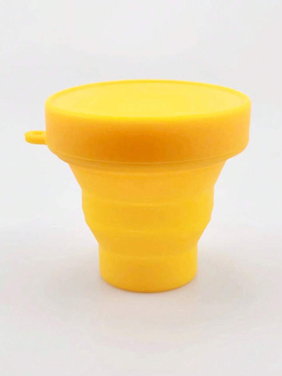 1pc Foldable & Retractable Silicone Portbale & Compressible Cup Outdoor Travel Rinse Cup Mini Water Bottle - Yellow - View 1