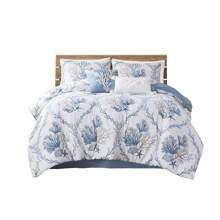 6pc Pismo Beach Oversized Comforter Set With Throw Pillows - Blue/White - View 2