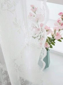 2入組客廳和臥室裝飾網紗蕾絲窗簾 - 白色 - 查看 4