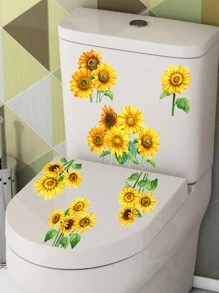 1片向日葵壁貼,家用浴室防水馬桶貼紙自粘式 - 彩色 - 查看 3