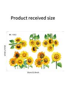 1片向日葵壁貼,家用浴室防水馬桶貼紙自粘式 - 彩色 - 查看 5