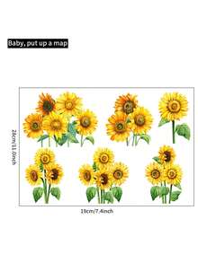 1片向日葵壁貼,家用浴室防水馬桶貼紙自粘式 - 彩色 - 查看 6