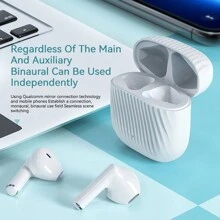 PIKEZ 2023年新款無線電競耳機耳塞hifi立體聲入耳式耳機,配備麥克風,雙麥克風enc通話降噪,觸控控制耳機,適用於android Ios - 白色 - 查看 1