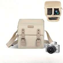 单肩斜挎单反相机包日式帆布数码相机包摄影包 - 米色 - 查看 1