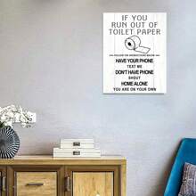 Fun Bathroom Canvas Wall Art | Rural Style Bathroom Printed Decoration Sign With Frame | Toilet Wall Decor 30*40cm With Frame For Easy Hanging - Black and White - View 5