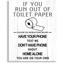 Fun Bathroom Canvas Wall Art | Rural Style Bathroom Printed Decoration Sign With Frame | Toilet Wall Decor 30*40cm With Frame For Easy Hanging - Black and White - View 1