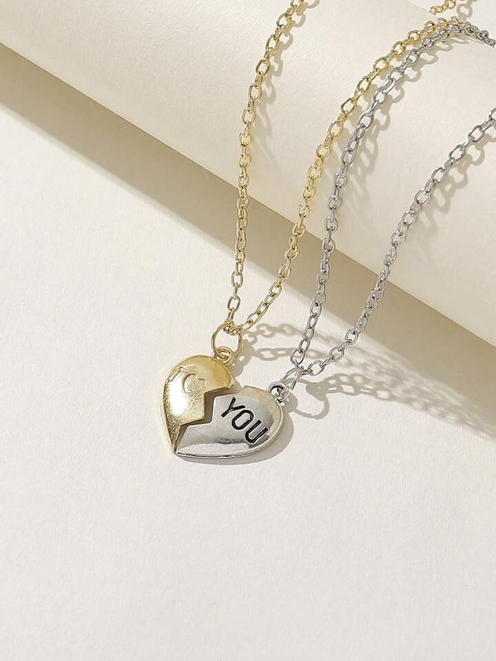 カップル ペアネックレス I Love You ハート型ペンダント ロック