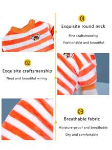 1件橘色和白色條紋抱抱衫,暖和的寵物服裝,適用於小型和中型貓犬 - 橘色 - 查看 2