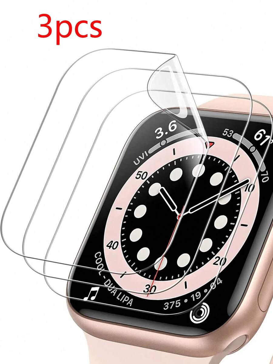 3入組透明水凝膠手錶保護膜,適用於38/40/42/44/45/49毫米手錶