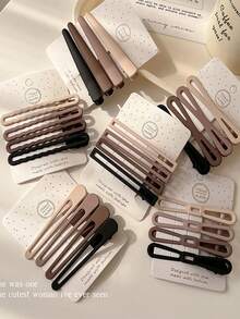 4入組溫和的秋冬牛奶/咖啡色側劉海、前瀏海和一般使用的髮夾,女性髮飾