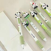 1支隨機熊貓貼紙推式原子筆,附海綿套,可愛的寫作工具,適用於練習和簽名 - 彩色 - 查看 3