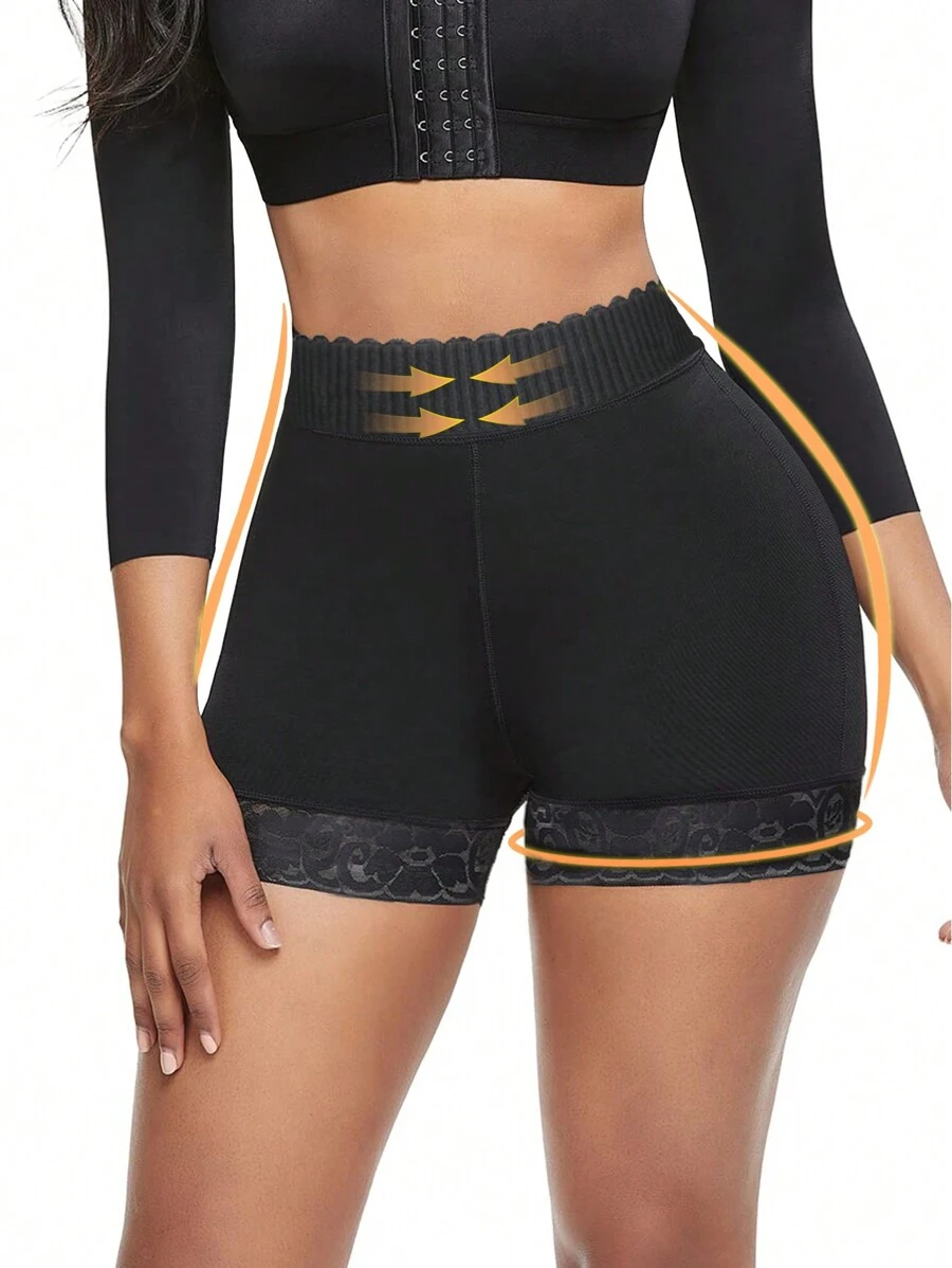 High Waist Shapewear Tummy Control Panties - Black - View 1