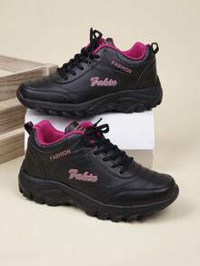 冬季休閒舒適厚底高跟粗跟鞋時尚戶外保暖步行鞋通勤日常跑步鞋