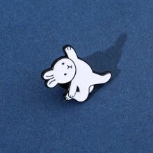 1隻有趣俏皮的兔子金屬彩繪胸針，卡通可愛的小白兔瑜伽最好的朋友徽章飾品，禮品
