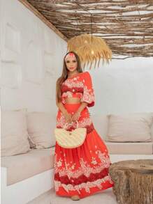 Women Two-piece Outfits - 珊瑚粉 - 查看 1