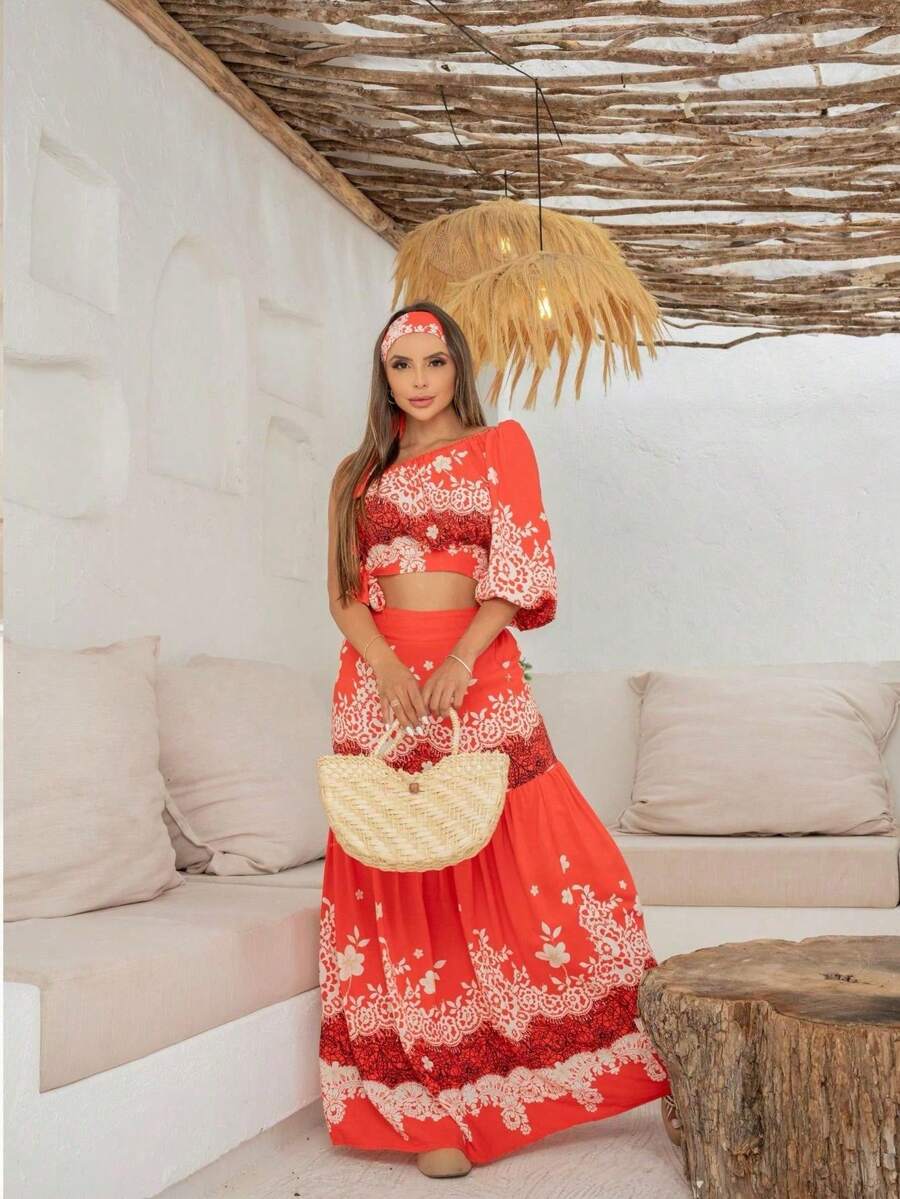 Women Two-piece Outfits - 珊瑚粉 - 查看 1