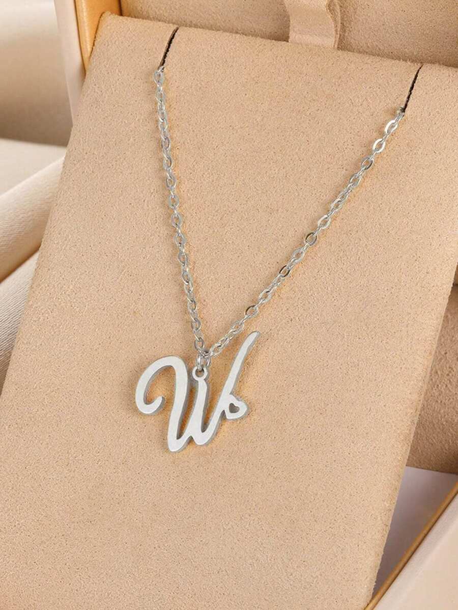 1 Stück Herzförmige Edelstahl-anhänger-halskette Mit 26 Buchstaben Für Männer Und Frauen, Paar-geburtstagsgeschenk, Namenskette