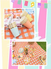 10 Vasos Desechables Amarillos Con Borde Dorado, Diseño De Arte De Estampado De Lámina - Amarillo - Ver 10