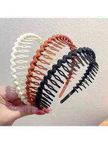 霧面彩色髮夾頭帶女款防滑帶齒簡約加壓頭飾臉部頭帶頭髮飾品