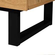 Sweiko Lowboard, TV-Schrank mit Flügeltüren und 2 Schubladen, schwarz und Eiche, Moderner Colorblocking-TV-Schrank TV-Schrank mit Holzmaserung ,180 x 38 x 50 cm