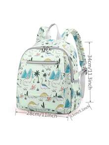 1pc Dinosaur Patterned Nylon Bottle Holder With Large Capacity And Zipper Closure, Suitable For Moms Daily Needs - Green - View 7