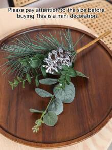 1入組29cm(h)模擬松球松針貨葉枝掛飾,適用於家庭、旅店、商場、聖誕派對裝飾