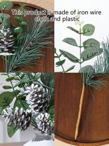 1入組29cm(h)模擬松球松針貨葉枝掛飾,適用於家庭、旅店、商場、聖誕派對裝飾