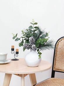 1入組29cm(h)模擬松球松針貨葉枝掛飾,適用於家庭、旅店、商場、聖誕派對裝飾