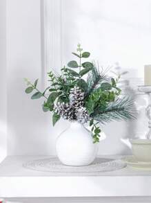 1入組29cm(h)模擬松球松針貨葉枝掛飾,適用於家庭、旅店、商場、聖誕派對裝飾