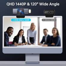 Webcam Gusgu G940 Full Hd 1080p Con Sensor, Micrófono Y Obturador De Privacidad, Webcam Usb Plug And Play Para Escritorio, Pc, Portátil, Conferencia De Video De Transmisión - Gris Oscuro - Ver 3