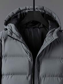 Chaqueta con capucha acolchada con cremallera para hombres - Gris Oscuro - Ver 2